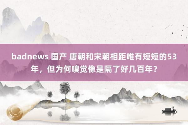 badnews 国产 唐朝和宋朝相距唯有短短的53年，但为何嗅觉像是隔了好几百年？