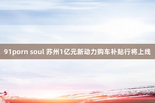 91porn soul 苏州1亿元新动力购车补贴行将上线