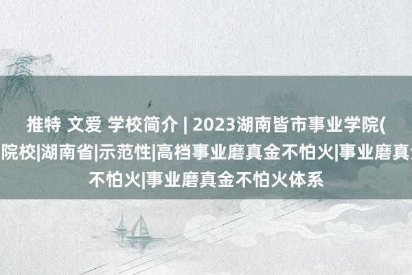 推特 文爱 学校简介 | 2023湖南皆市事业学院(中职部)|高校|院校|湖南省|示范性|高档事业磨真金不怕火|事业磨真金不怕火体系